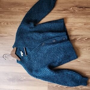 Madewell Womens Waller Crop Cardigan Sweater in Heather Peacock